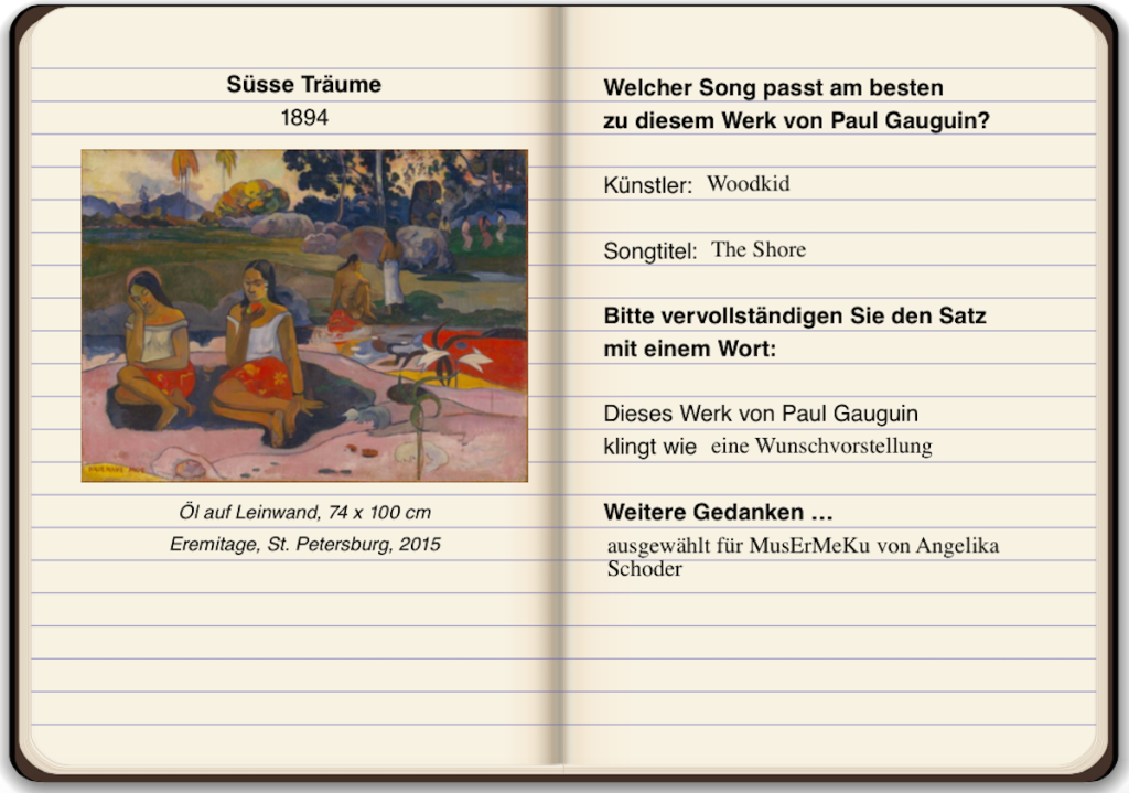 In einem virtuellen Notizbuch stellt man seine #GauguinSounds Playlist zusammen (Foto: Angelika Schoder)