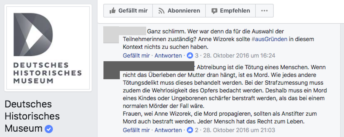Screenshot Deutsches Historisches Museum - Facebook