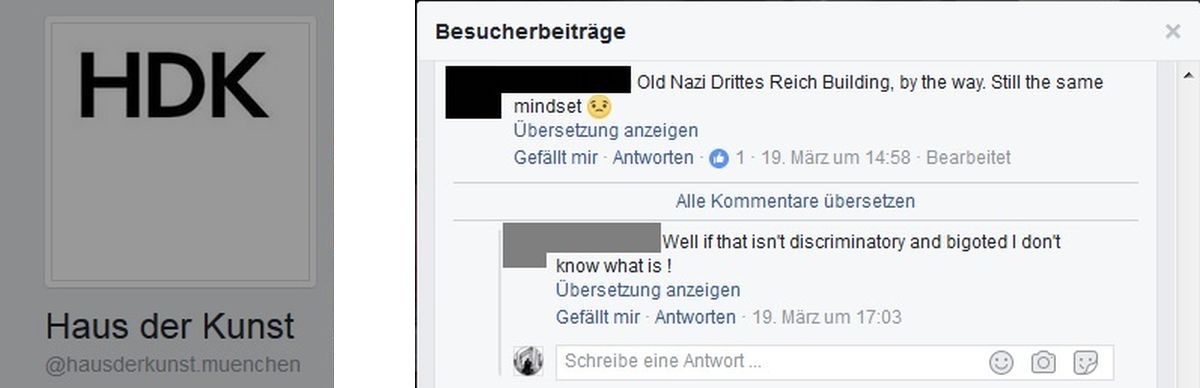 Screenshot Haus der Kunst - Facebook