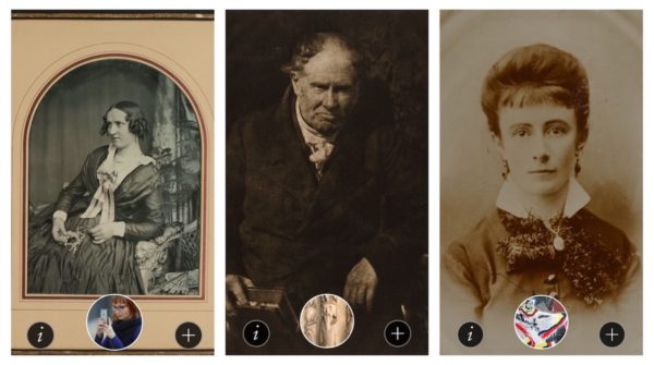 Zeitblick-App: Carl Ferdinand Stelzner: Anna Henriette Stelzner, Hamburg / David Octavius Hill: Dr. Monro, Professor of anatomy at Edinburgh, Großbritannien / Rudolph Dührkoop: Kopie eines Damenporträts / alle Bilder in der Sammlung des MKG – Museum für Kunst und Gewerbe Hamburg