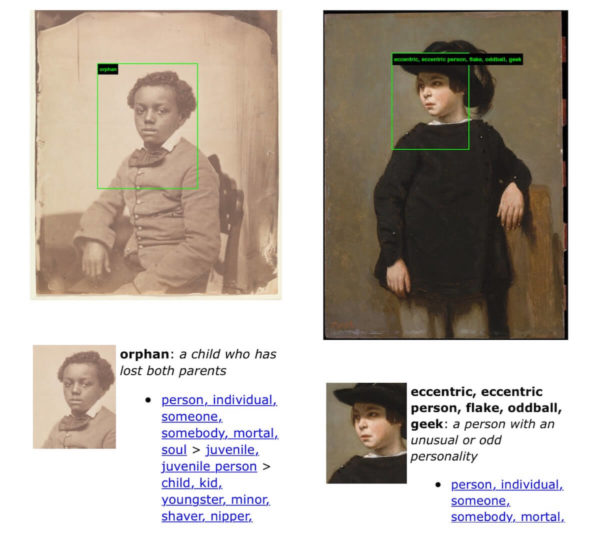Zwei Kinder-Portraits, über die historisch fast nichts bekannt ist. Dennoch wurde dem Schwarzen Jungen das Attribut "Waisenkind" zugeordnet, während das andere Kind von der AI hinter ImageNet Roulette als "exzentrisch" kategorisiert wurde.