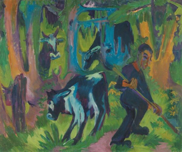 Ernst Ludwig Kirchner: Kühe im Walde (1919) - Bayerische Staatsgemäldesammlungen, Sammlung Moderne Kunst in der Pinakothek der Moderne München
