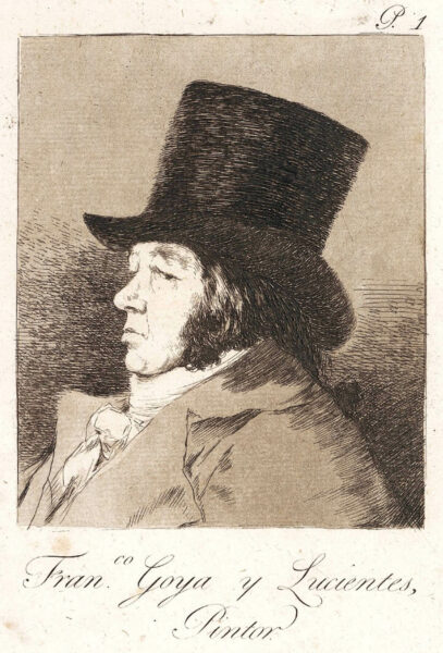 Francisco de Goya: Platte 1 von "Los Caprichos", Selbstporträt