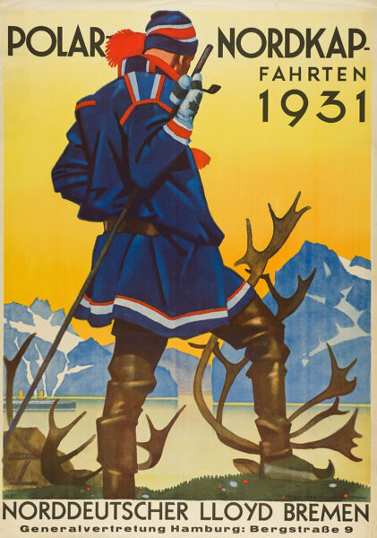 Plakat von Ludwig Hohlwein: Polar- und Nordkap-Fahrten 1931