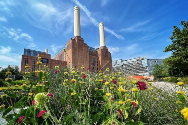 Die Battersea Power Station ist heute ein Shopping Center. Einen besonderen Ausblick über London hat man von einem der Schornsteine aus.