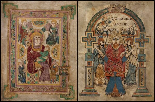 Die Seiten des Book of Kells sind im Stil der sogenannten Insular Art gestaltet, eine Mischung aus keltischer und christlicher Kunst.
